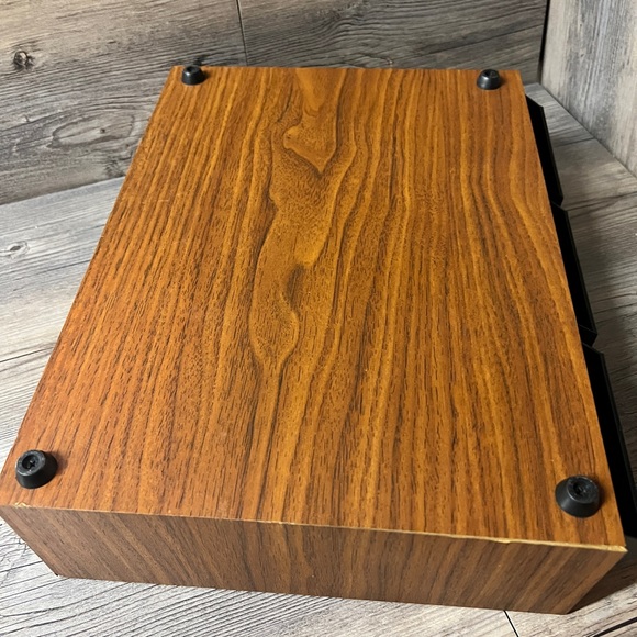 Vintage Cassette Tape Organizer Storage Box Faux Wood 3 Drawer Holds 42 Tapes - Picture 6 of 6